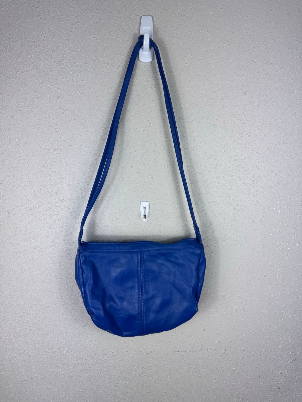 Vintage Chanta Macasa Cowhide Leather Blue Purse